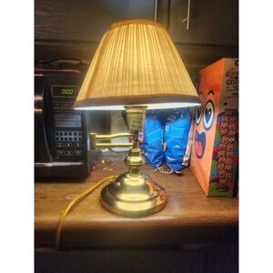 Vintage Cheyenne Solid Brass Swing Arm Table Light Lamp With Original Shade Rare